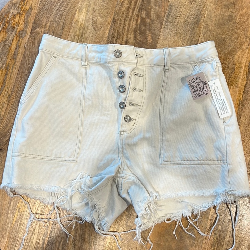 White free people high rise cut off denim shorts. New with tags